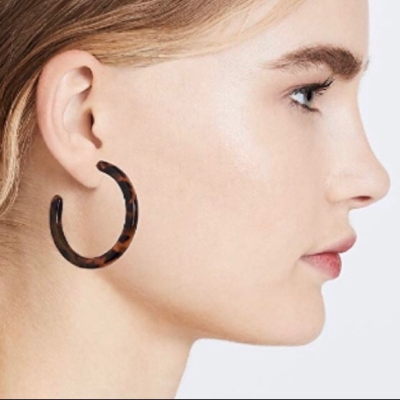 Fashion Earrings Jewelry - Tortoise Shell Hoop Acrylic Earrings